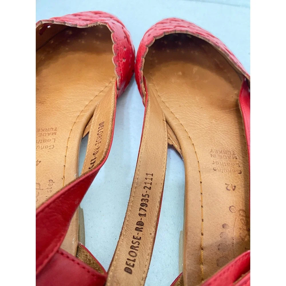 Spring Step Delorse Flats Women 42 Red Leather Woven Slingback Pointed Toe EU 42